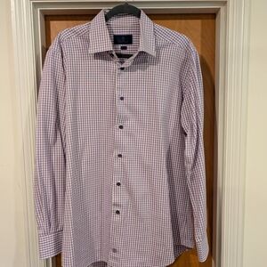 David Donahue Lavender Checkered Dress Shirt